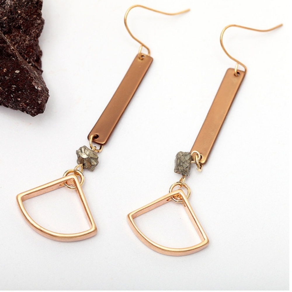 Boho geometric pyrite earrings